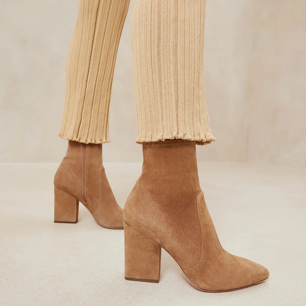 Loeffler Randall Isla Suede Ankle Boots  Brown Tan 7.5